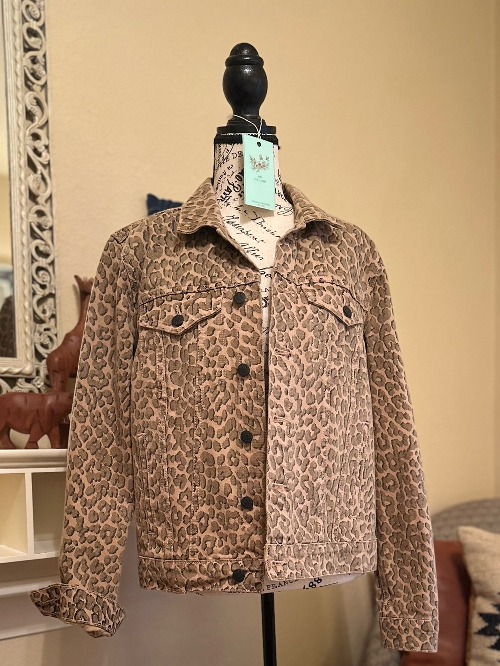 Lucky 🍀 Brand Leopard Print Denim Jacket - Taupe